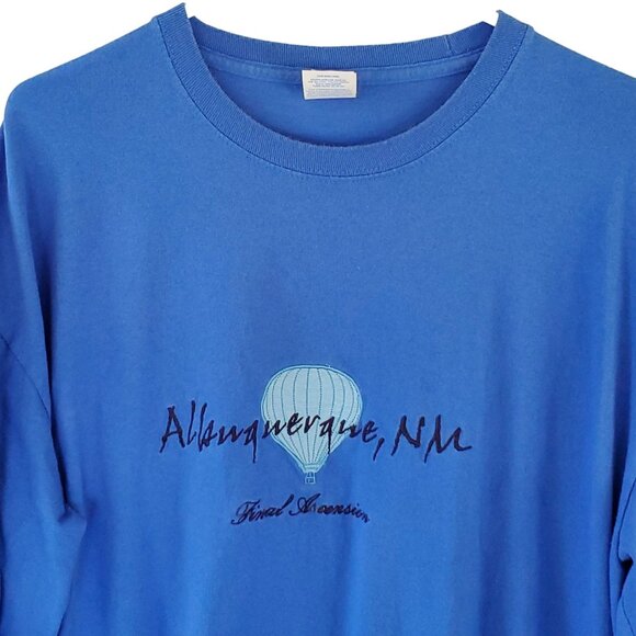 Albuquerque NM Long Sleeve T Shirt 2XL Blue Script Tourist Balloon Knit Stretch - Picture 5 of 9